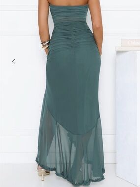 Hello Molly Strapless High-Low Maxi Skirt in Teal